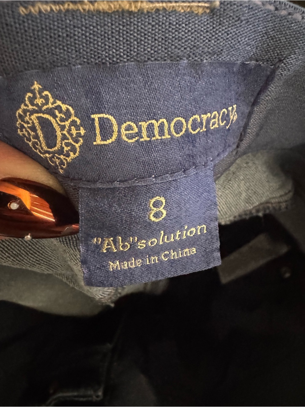 Democracy Navy Ankle Jeans with Gold Side Embroidery - Picture 5 of 9